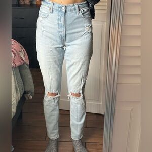 Abercrombie Women's Light Blue Distressed Skinny Jeans